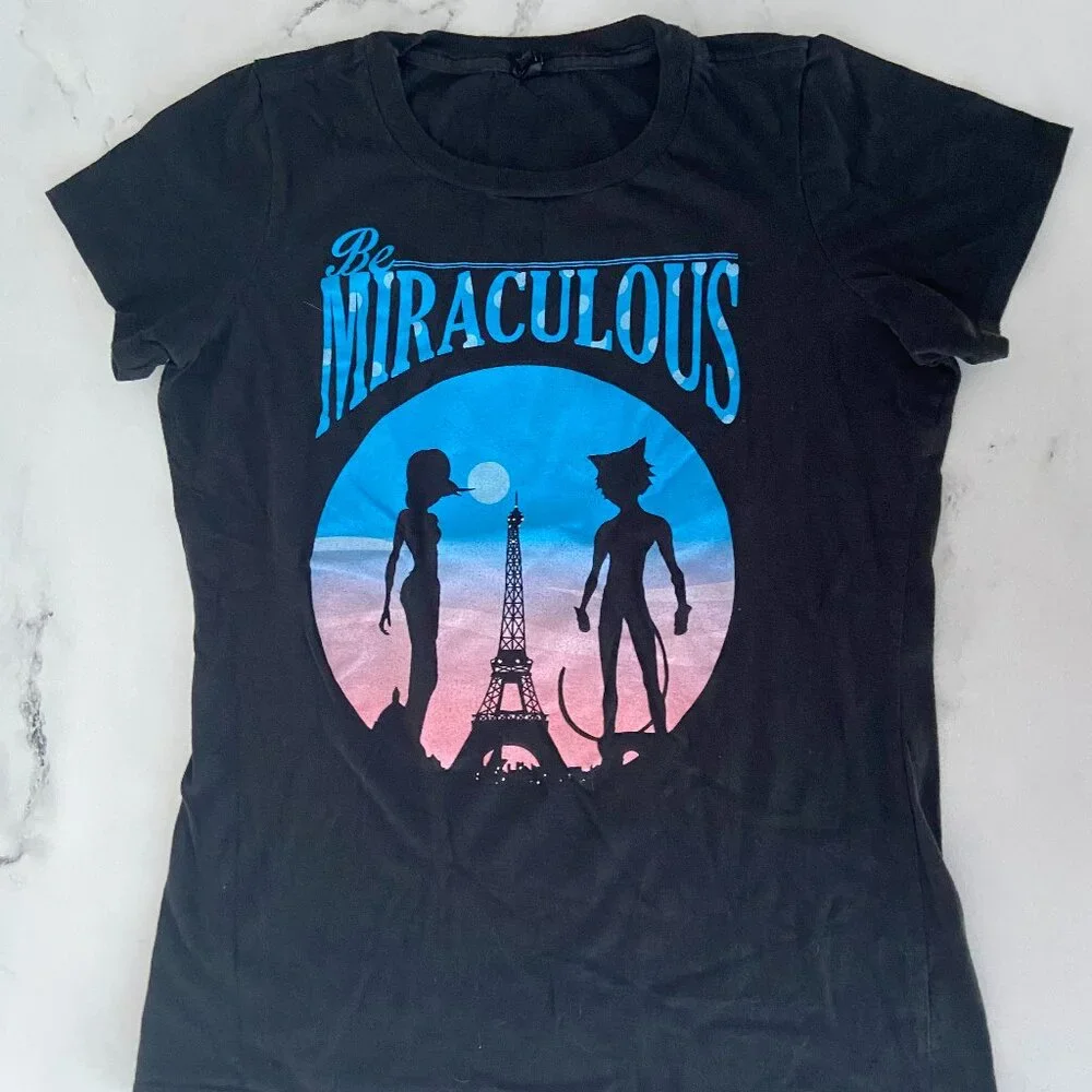 Hot Topic T-shirt Miraculous: Tales Of Ladybug & Cat Noir Eiffel Tower Silhouett